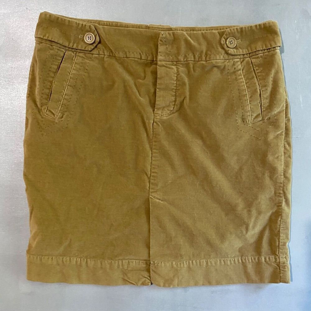 American Eagle Skirt womens 10 velvet Tan button‎ fly waist 32 length 19